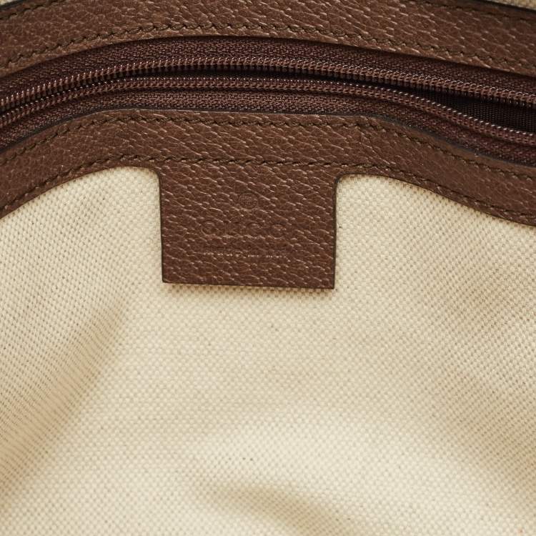 Pre Owned Gucci Beige/Brown GG Supreme Canvas and Leather Medium Ophidia Pouch 
