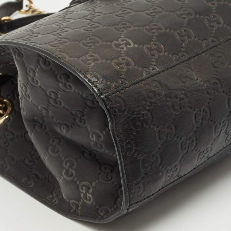 Pre Owned Gucci Black Guccissima Leather Large Emily Chain Shoulder Bag