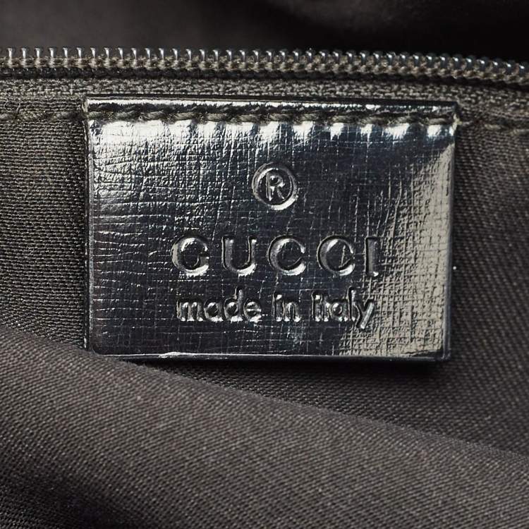 Pre Owned Gucci Black/Beige GG Canvas/Patent Leather Medium Full Moon Tote 