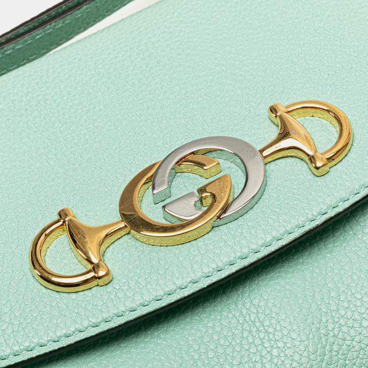 Pre Owned Gucci Green Small Leather Zumi Satchel