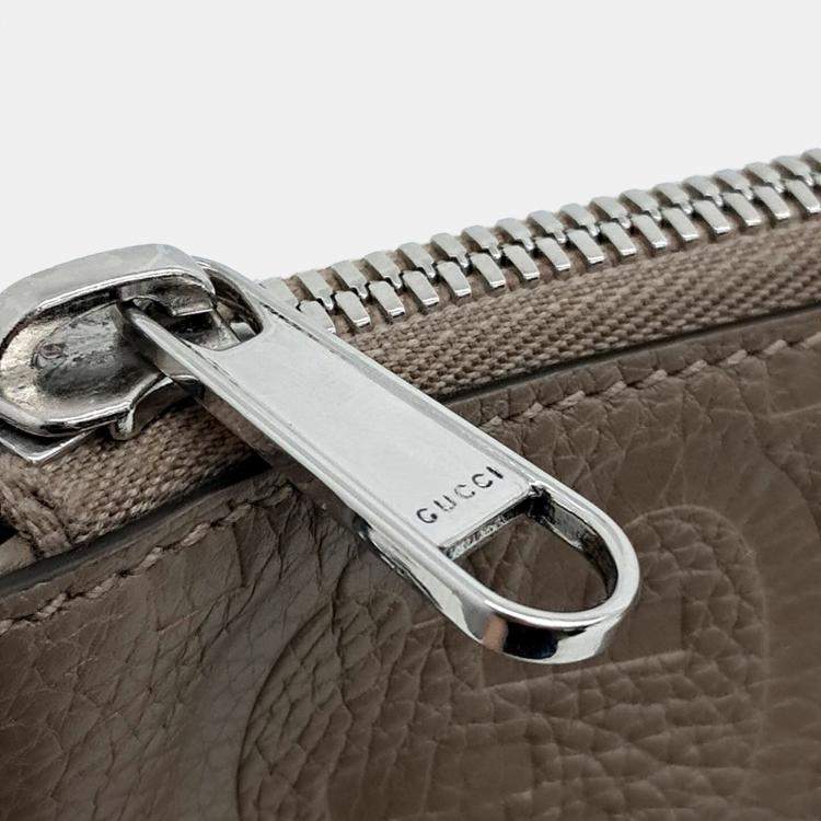 Pre Owned Gucci Beige Leather Jumbo GG Clutch