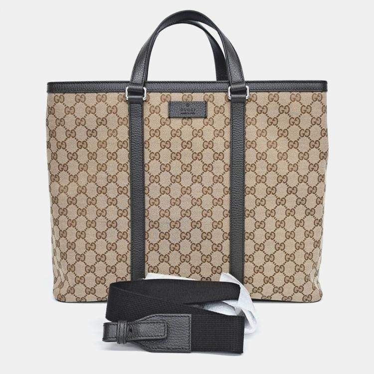 Pre Owned Gucci Beige Jacquard Jacquard Tote and Shoulder Bag