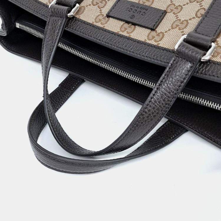 Pre Owned Gucci Beige Jacquard Jacquard Tote and Shoulder Bag