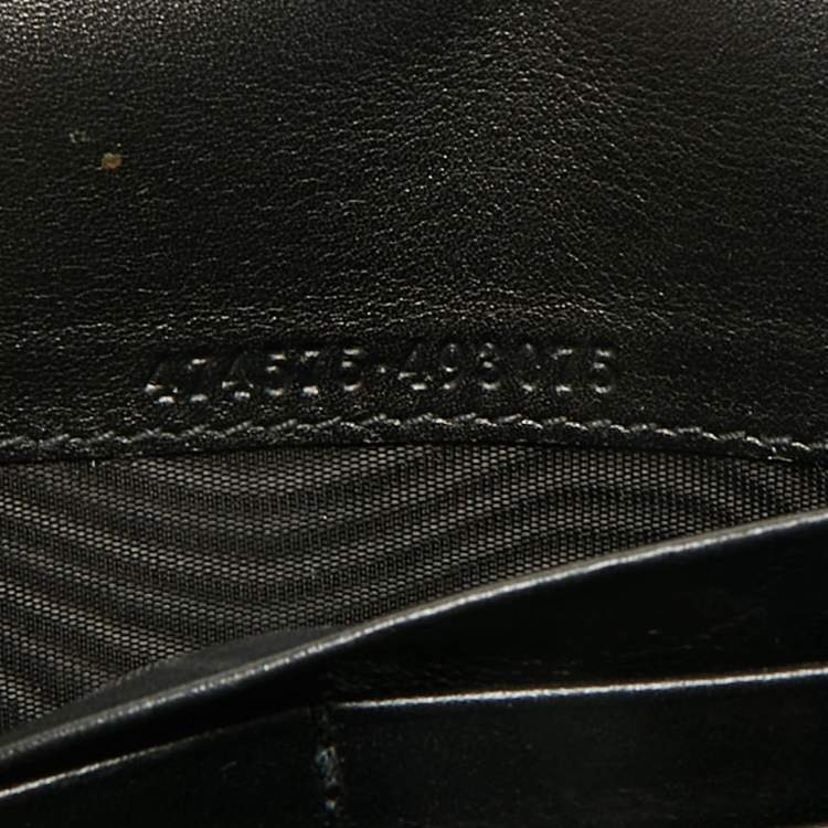 Pre Owned Gucci Black Matelassé Leather GG Marmont Wallet on Chain
