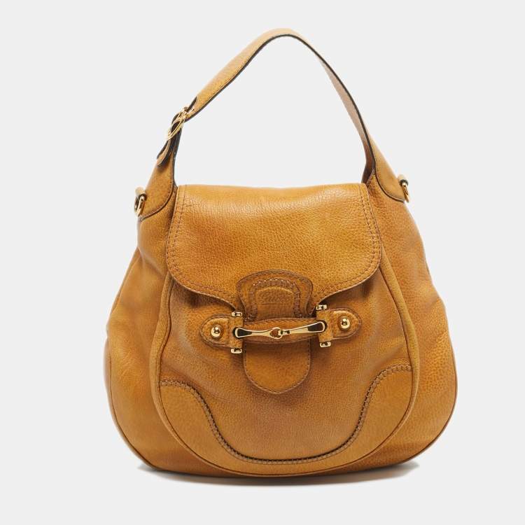 Pre Owned Gucci Tan Leather Large New Pelham Hobo