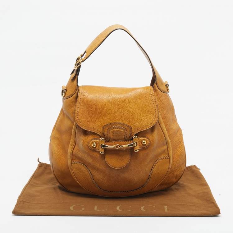 Pre Owned Gucci Tan Leather Large New Pelham Hobo