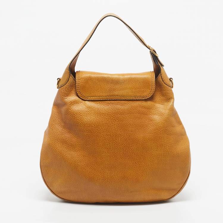 Pre Owned Gucci Tan Leather Large New Pelham Hobo