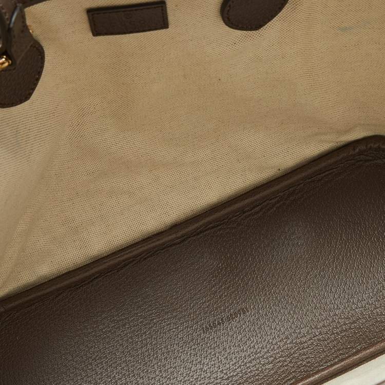 Pre Owned Gucci Beige/Brown GG Supreme Canvas and Leather Medium Ophidia Tote