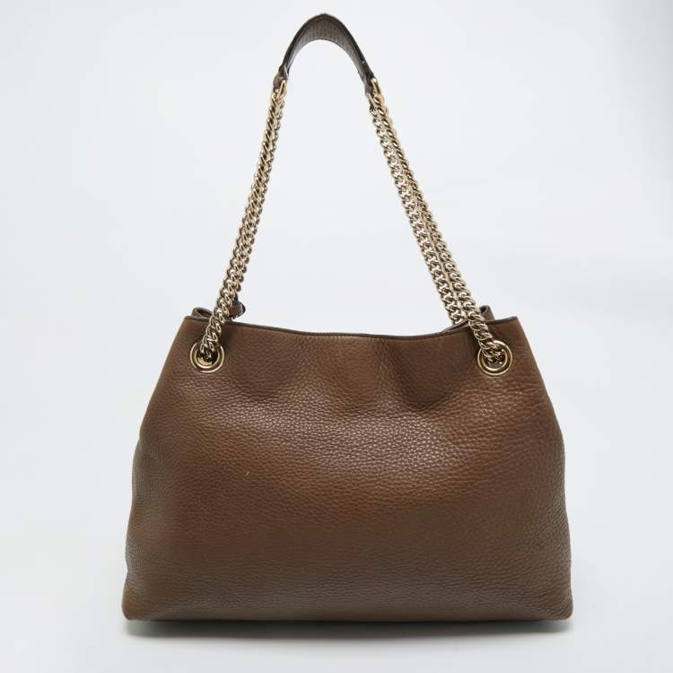 Pre Owned Gucci Brown Leather Medium Soho Chain Shoulder Bag