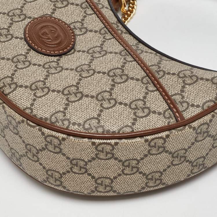 Pre Owned Gucci Beige/Ebony GG Supreme Canvas Mini Ophidia Shoulder Bag