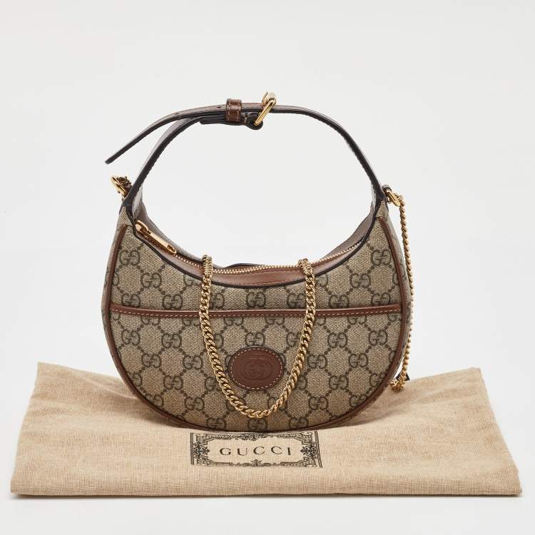 Pre Owned Gucci Beige/Ebony GG Supreme Canvas Mini Ophidia Shoulder Bag
