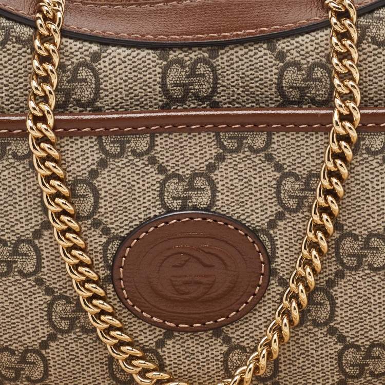 Pre Owned Gucci Beige/Ebony GG Supreme Canvas Mini Ophidia Shoulder Bag
