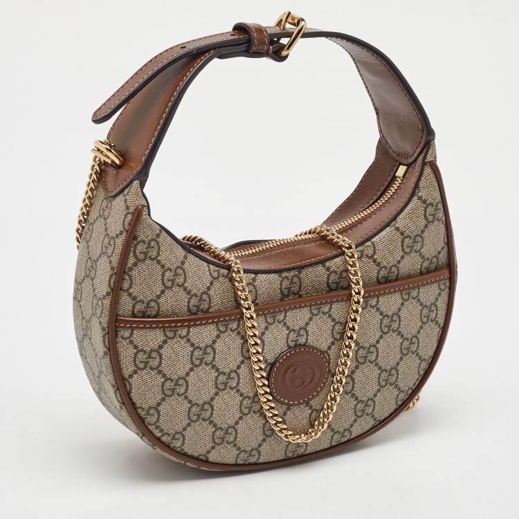 Pre Owned Gucci Beige/Ebony GG Supreme Canvas Mini Ophidia Shoulder Bag