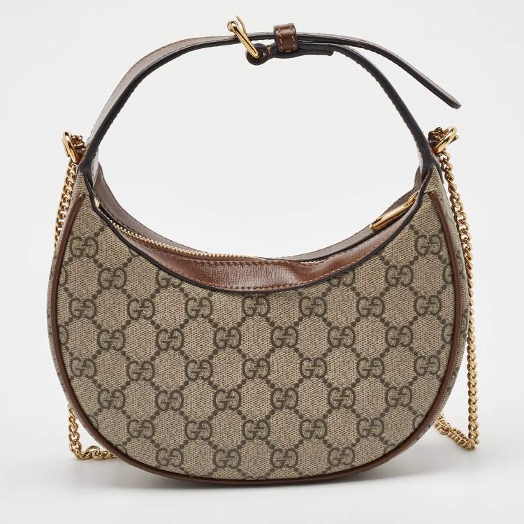 Pre Owned Gucci Beige/Ebony GG Supreme Canvas Mini Ophidia Shoulder Bag