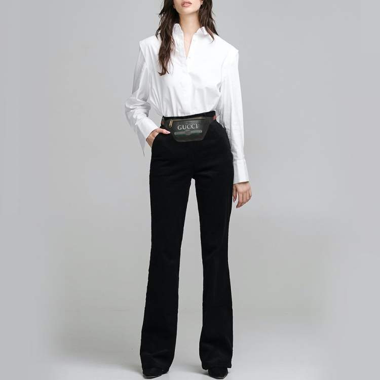 Pre Owned Gucci Black Leather Vintage Logo Web Belt Bag