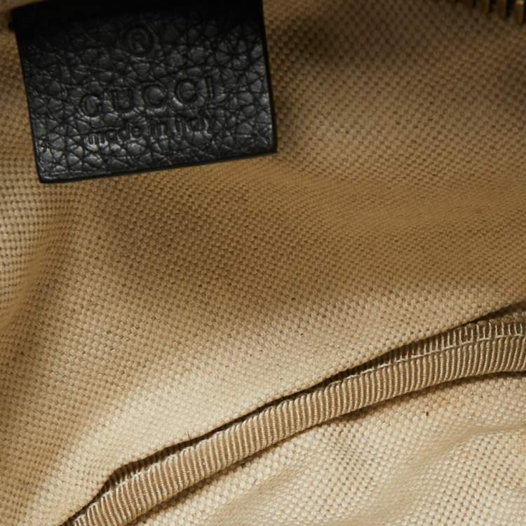 Pre Owned Gucci Black Leather Vintage Logo Web Belt Bag