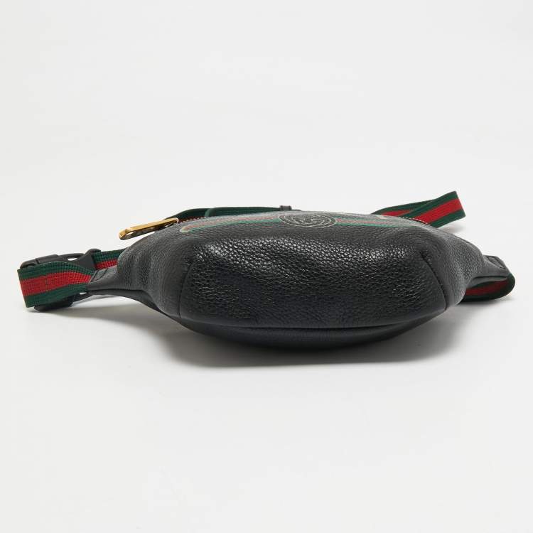 Pre Owned Gucci Black Leather Vintage Logo Web Belt Bag