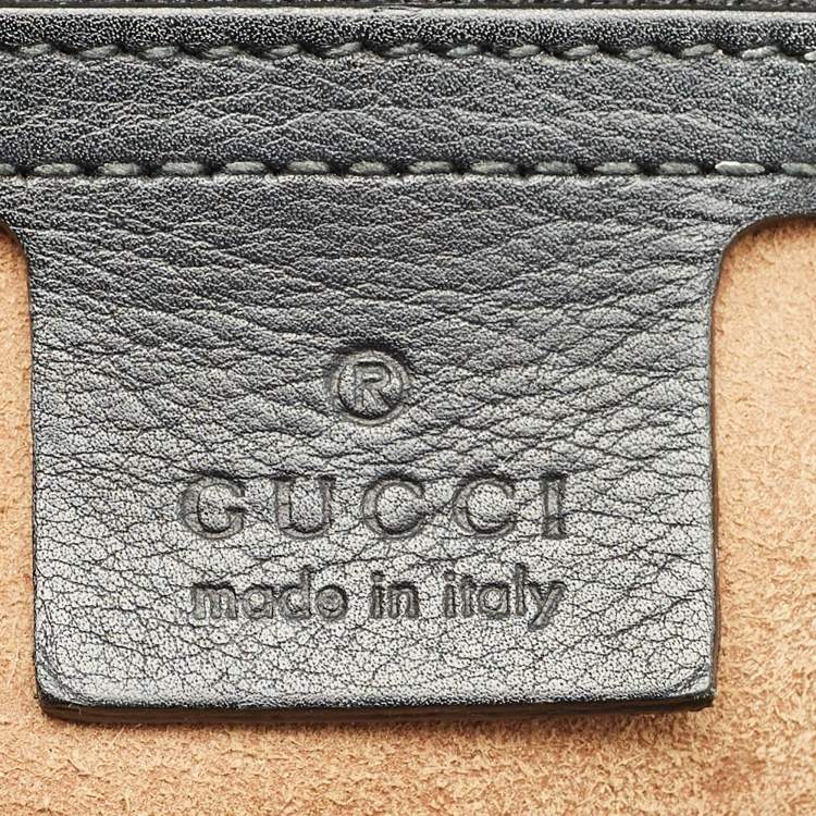 Pre Owned Gucci Beige/Black GG Supreme Canvas and Leather Medium Padlock Shoulder Bag