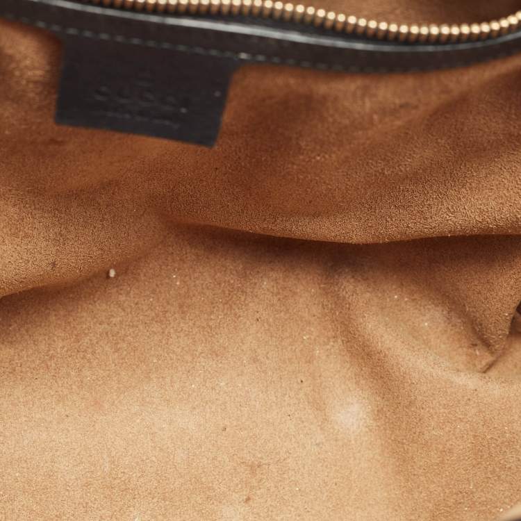 Pre Owned Gucci Beige/Black GG Supreme Canvas and Leather Medium Padlock Shoulder Bag