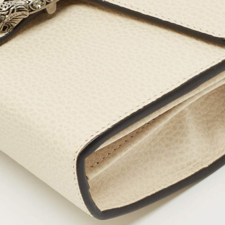 Pre Owned Gucci Off White Leather Dionysus Mini Wallet on Chain