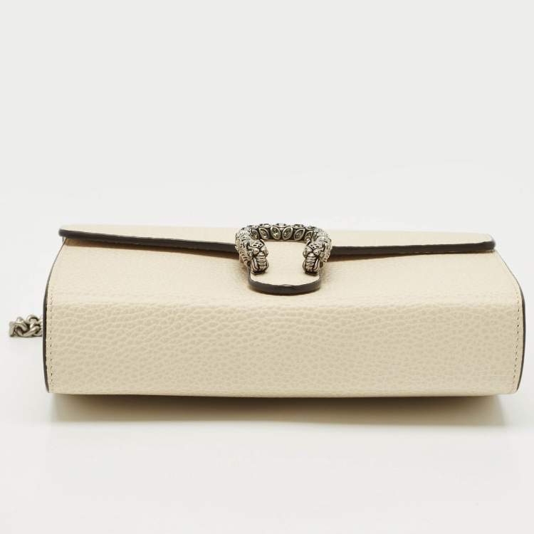 Pre Owned Gucci Off White Leather Dionysus Mini Wallet on Chain