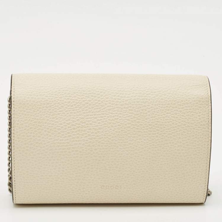 Pre Owned Gucci Off White Leather Dionysus Mini Wallet on Chain