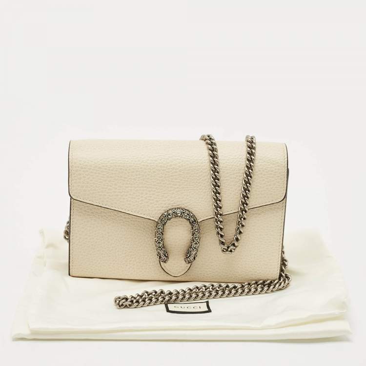 Pre Owned Gucci Off White Leather Dionysus Mini Wallet on Chain