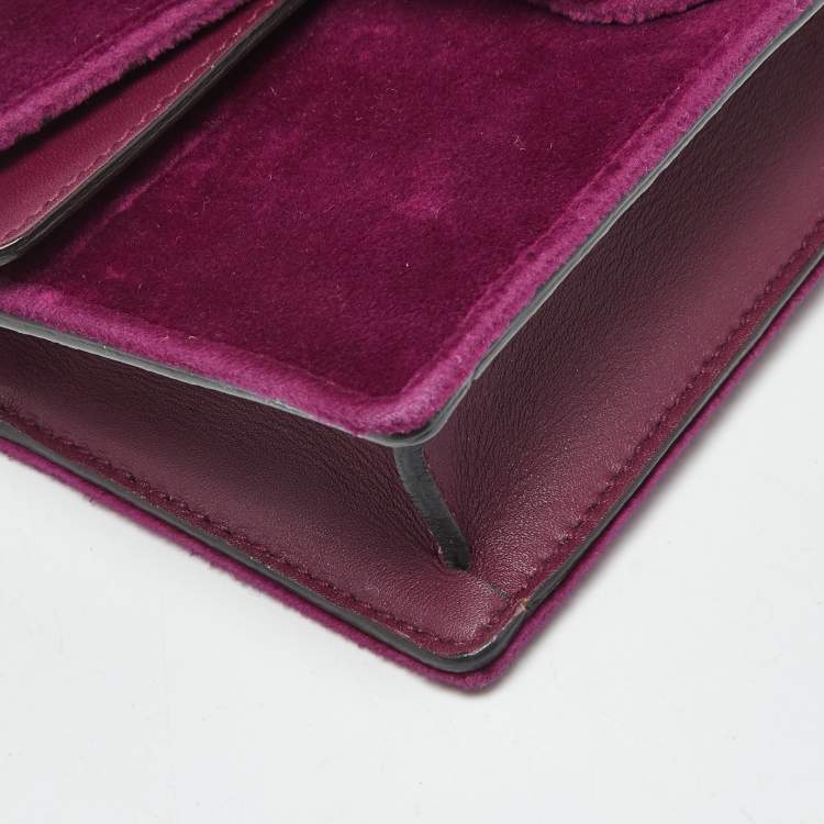Pre Owned Gucci Purple Velvet and Leather Super Mini Dionysus Crystals Shoulder Bag