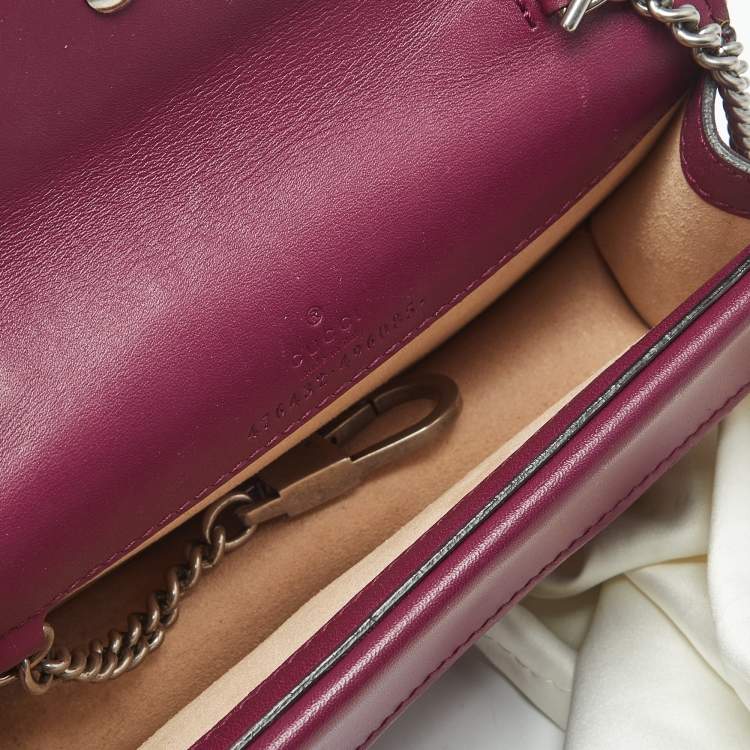 Pre Owned Gucci Purple Velvet and Leather Super Mini Dionysus Crystals Shoulder Bag