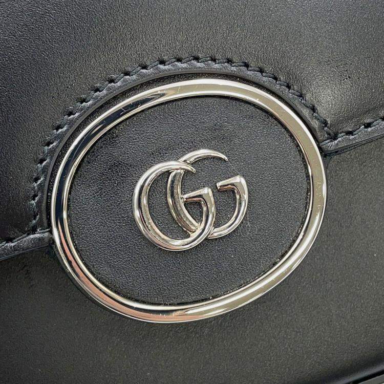 Pre Owned Gucci Petit GG Mini Black Leather Shoulder Bag