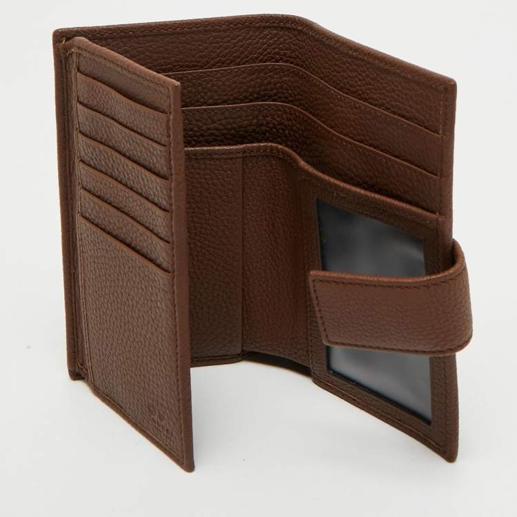 Pre Owned Gucci Brown Leather French Wallet