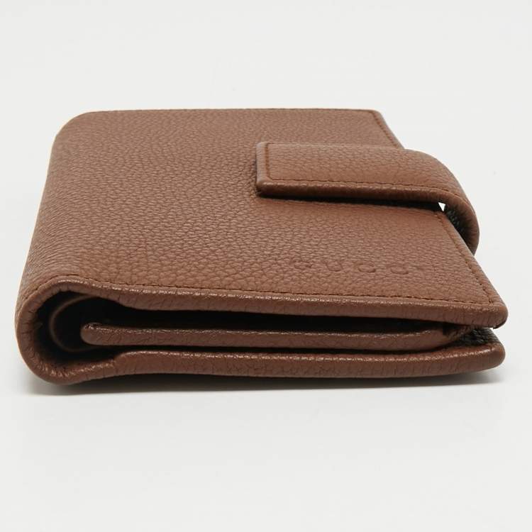 Pre Owned Gucci Brown Leather French Wallet