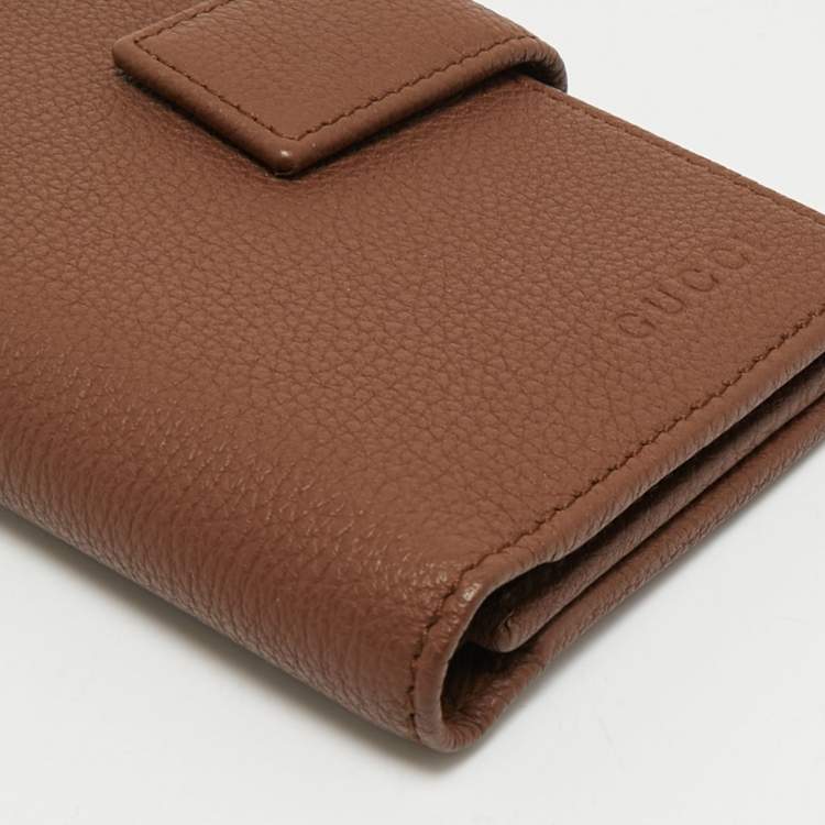 Pre Owned Gucci Brown Leather French Wallet