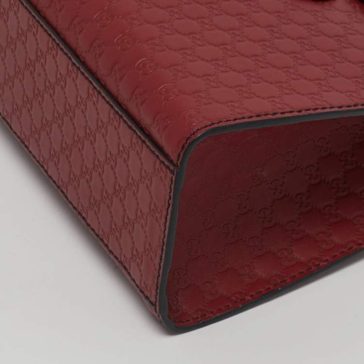 Pre Owned Gucci Red Microguccissima Leather Medium Emily Chain Shoulder Bag