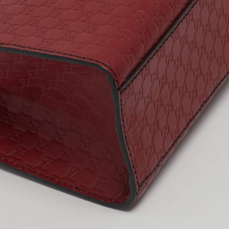 Pre Owned Gucci Red Microguccissima Leather Medium Emily Chain Shoulder Bag