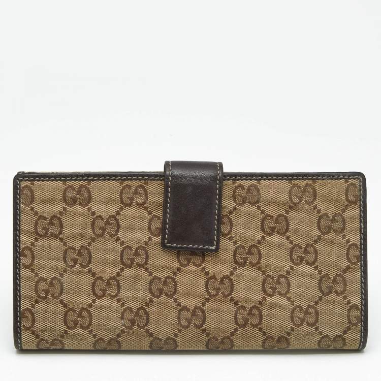 Pre Owned Gucci Beige/Brown GG Canvas Lovely Heart Continental Wallet