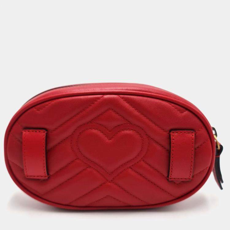 Pre Owned Gucci GG Marmont Matelasse Leather pouch bag