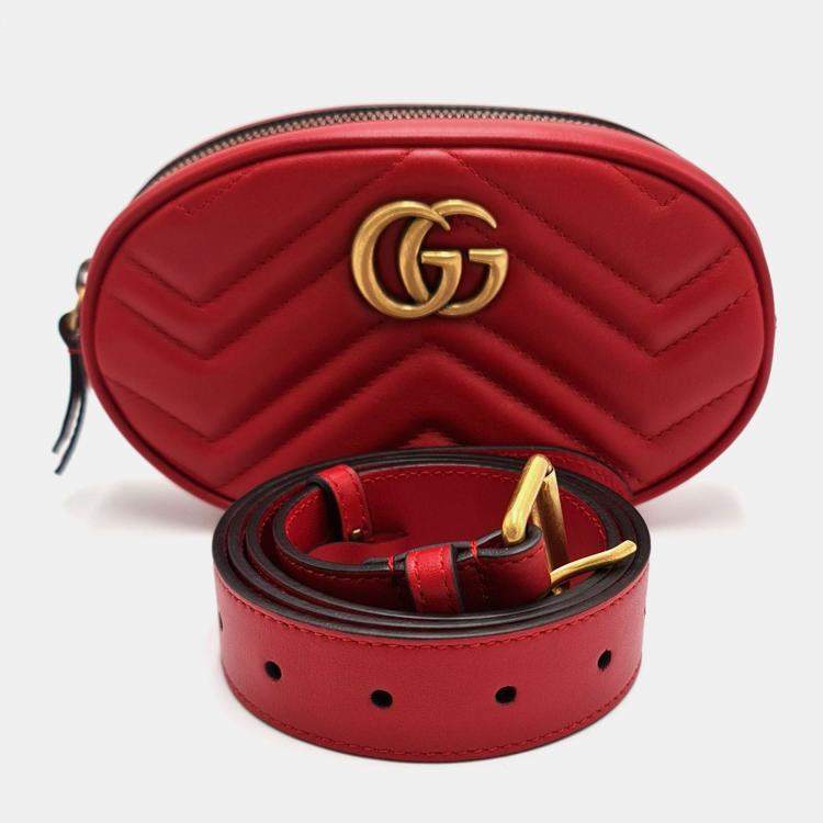 Pre Owned Gucci GG Marmont Matelasse Leather pouch bag