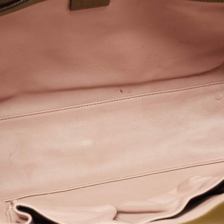Pre Owned Gucci Olive Green Leather Lady Buckle Tote