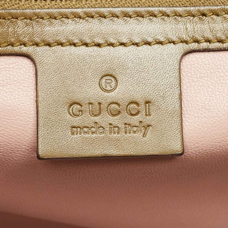 Pre Owned Gucci Olive Green Leather Lady Buckle Tote
