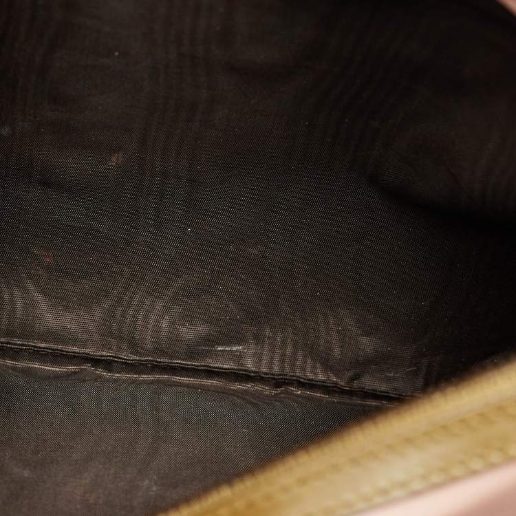 Pre Owned Gucci Olive Green Leather Lady Buckle Tote