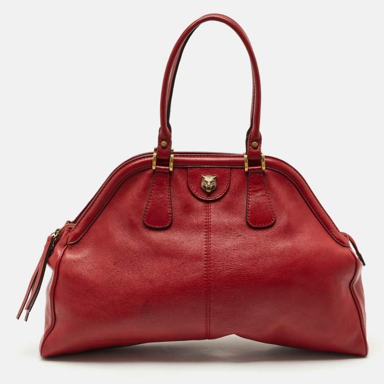 Pre Owned Gucci Red Leather Large Re(Belle) Satchel