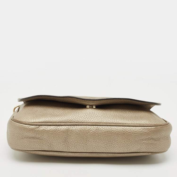 Pre Owned Gucci Beige Leather Soho Flap Chain Shoulder Bag