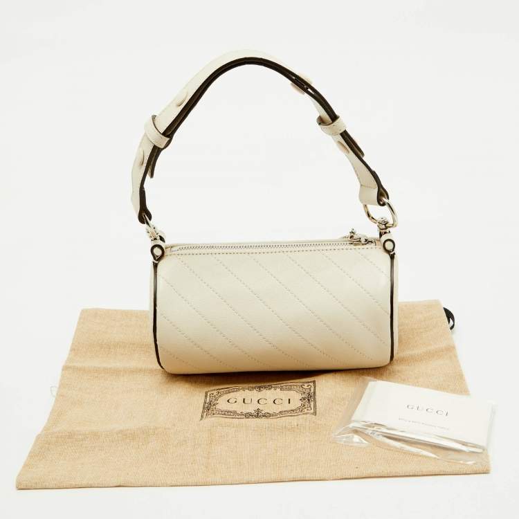 Pre Owned Gucci White Diagonal Quilted Leather Mini Blondie Bag