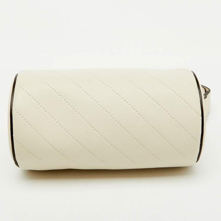 Pre Owned Gucci White Diagonal Quilted Leather Mini Blondie Bag