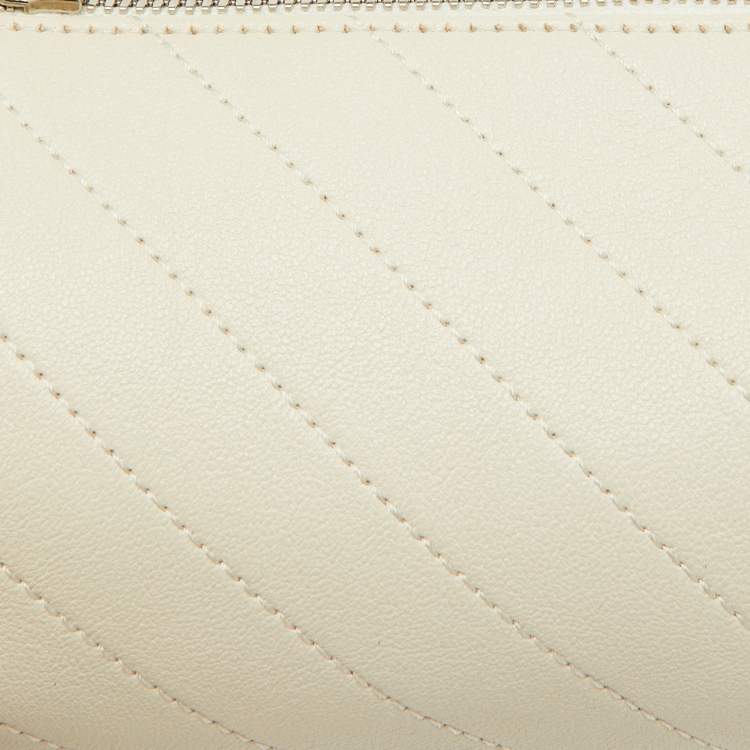 Pre Owned Gucci White Diagonal Quilted Leather Mini Blondie Bag