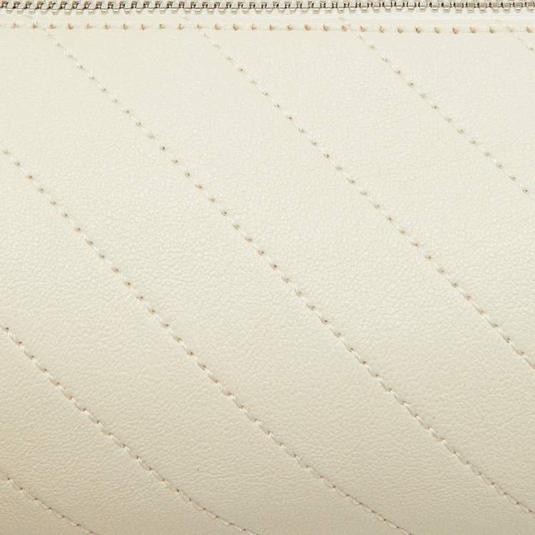 Pre Owned Gucci White Diagonal Quilted Leather Mini Blondie Bag