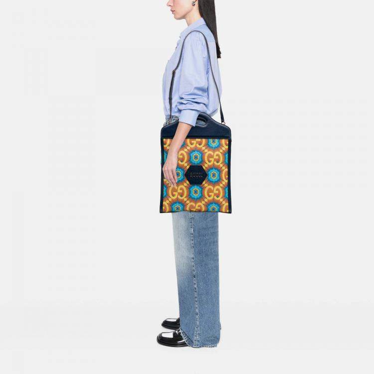 Pre Owned Gucci Blue GG Supreme Kaleidoscope Tote