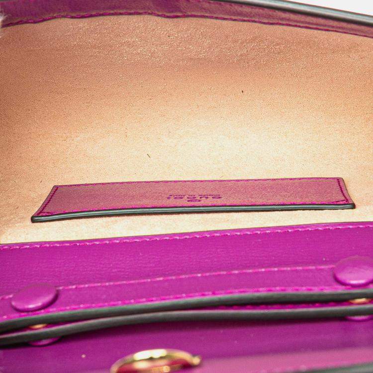 Pre Owned Gucci Purple Mini Leather Horsebit 1955 Web Crossbody