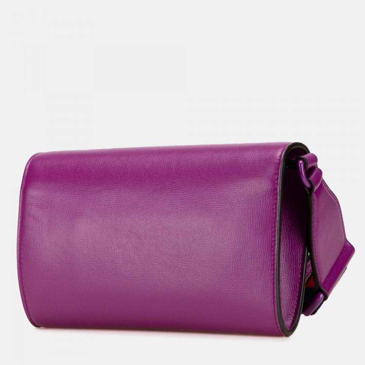 Pre Owned Gucci Purple Mini Leather Horsebit 1955 Web Crossbody